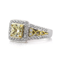 2.27ct Fancy Light Yellow Radiant Cut Diamond Engagement Ring