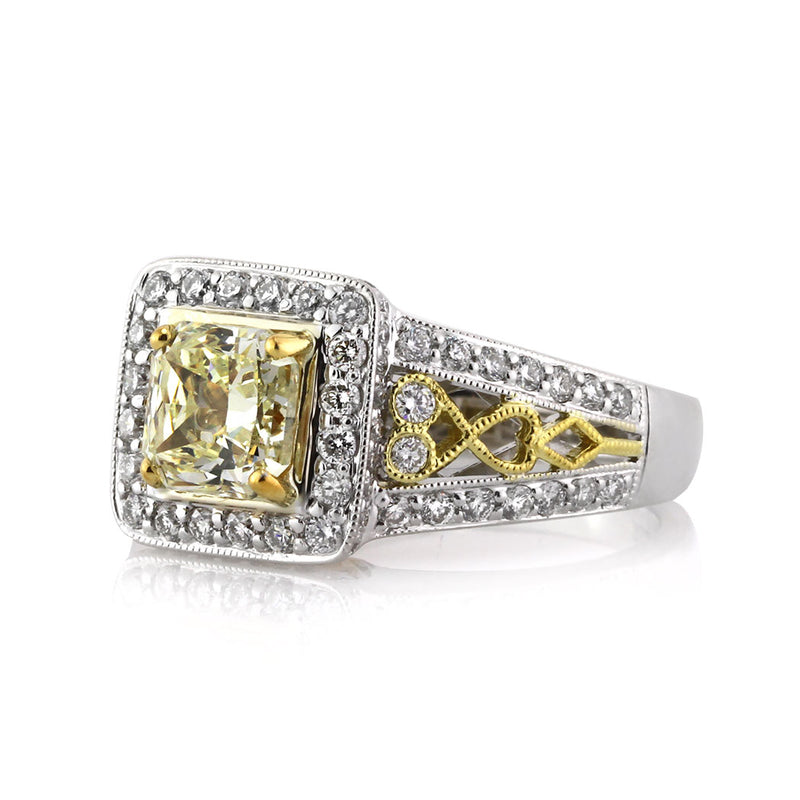 2.27ct Fancy Light Yellow Radiant Cut Diamond Engagement Ring