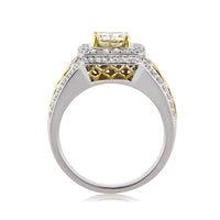2.27ct Fancy Light Yellow Radiant Cut Diamond Engagement Ring