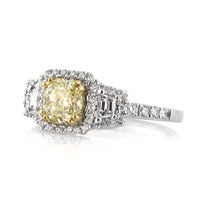 1.46ct Fancy Yellow Cushion Cut Diamond Engagement Ring
