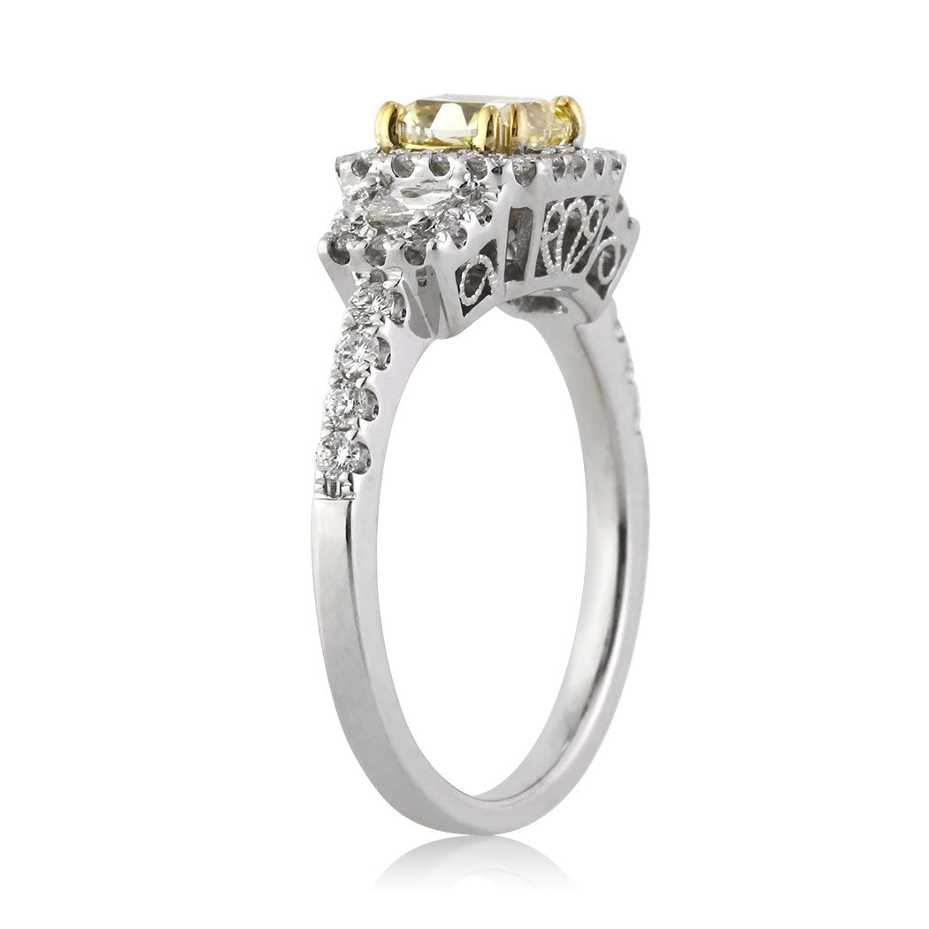 1.46ct Fancy Yellow Cushion Cut Diamond Engagement Ring
