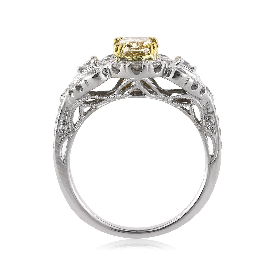 2.03ct Fancy Yellow Oval Cut Diamond Engagement Ring