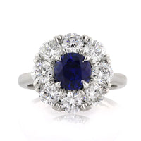 3.18ct Round Brilliant Cut Sapphire and Diamond Engagement Ring
