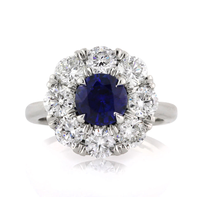 3.18ct Round Brilliant Cut Sapphire and Diamond Engagement Ring
