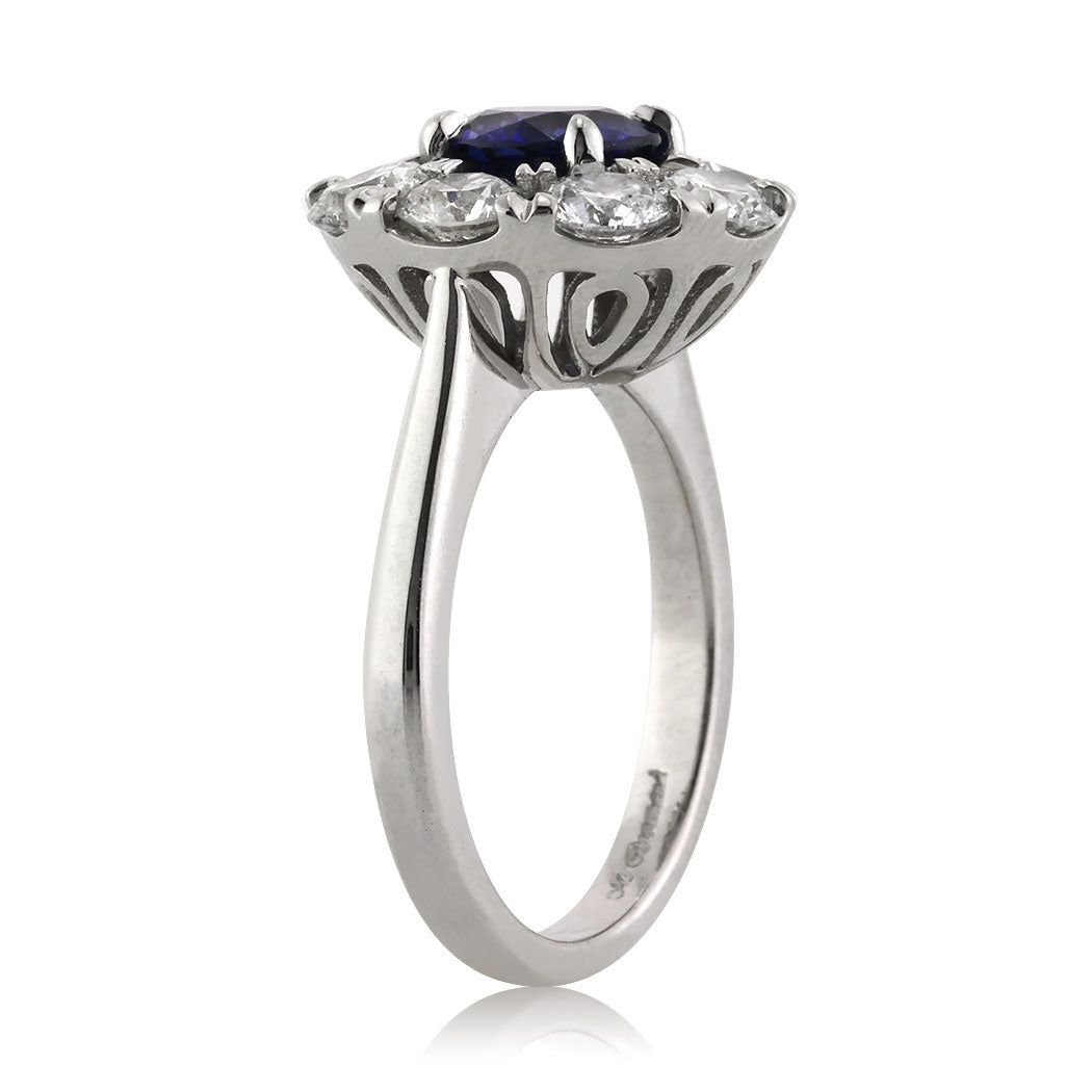 3.18ct Round Brilliant Cut Sapphire and Diamond Engagement Ring
