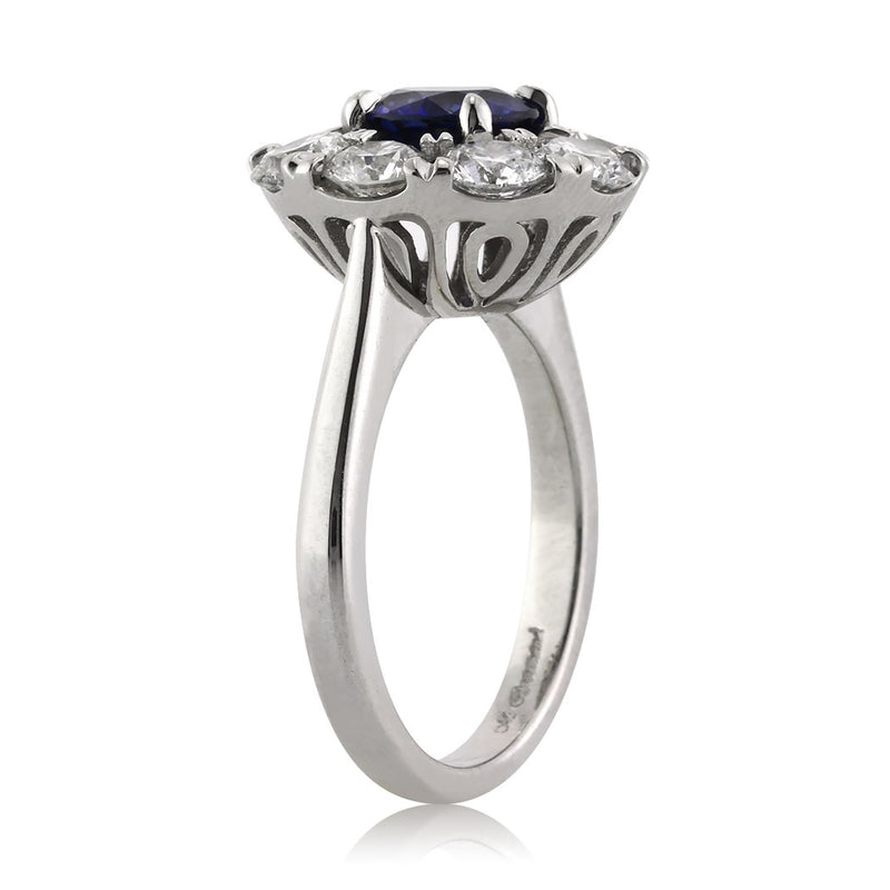 3.18ct Round Brilliant Cut Sapphire and Diamond Engagement Ring