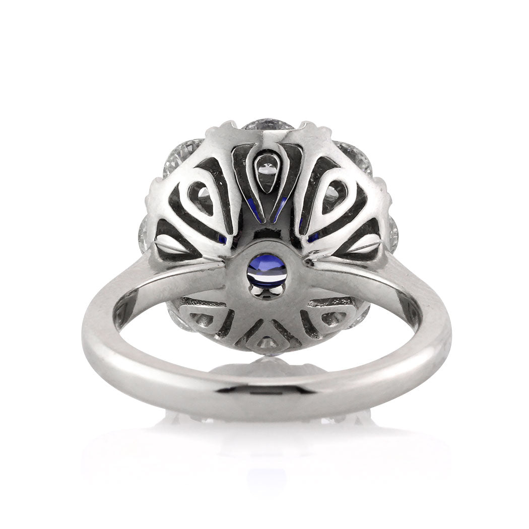 3.18ct Round Brilliant Cut Sapphire and Diamond Engagement Ring