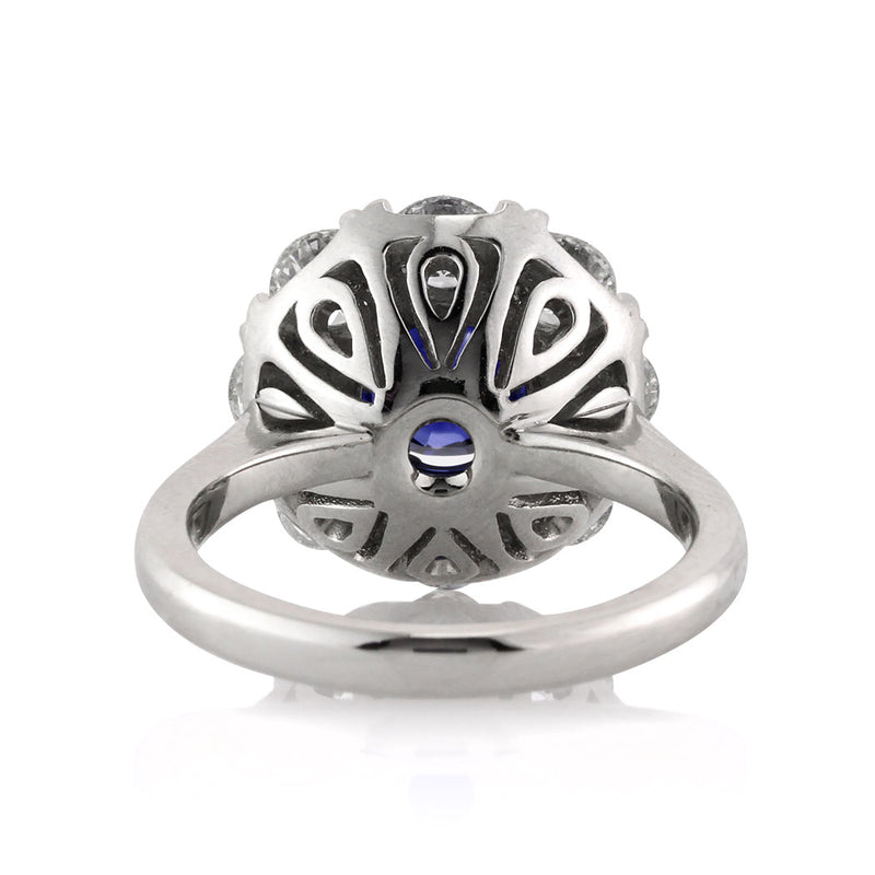 3.18ct Round Brilliant Cut Sapphire and Diamond Engagement Ring