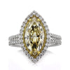 3.40ct Fancy Light Yellow Marquise Cut Diamond Engagement Ring