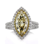 3.40ct Fancy Light Yellow Marquise Cut Diamond Engagement Ring