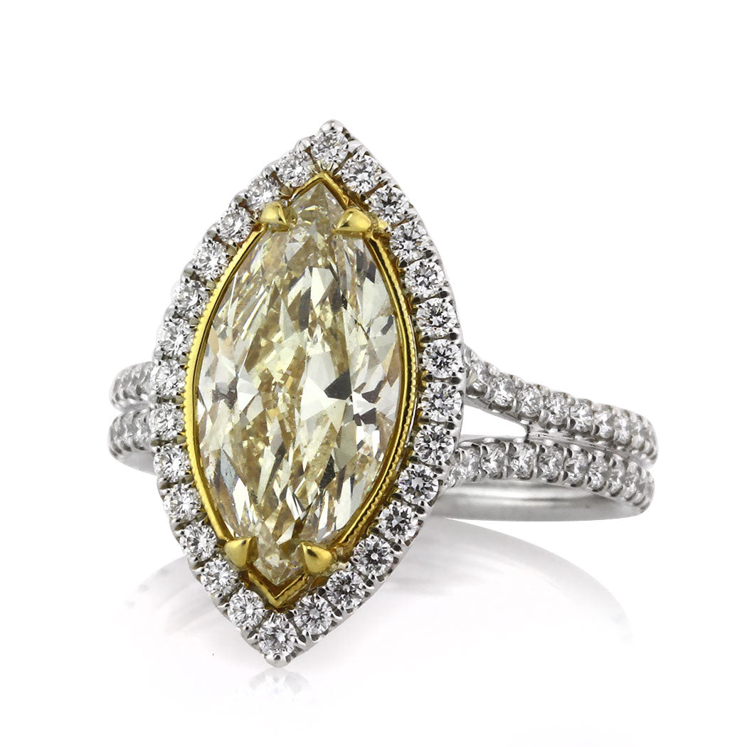 3.40ct Fancy Light Yellow Marquise Cut Diamond Engagement Ring