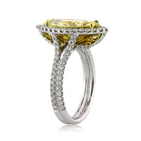 3.40ct Fancy Light Yellow Marquise Cut Diamond Engagement Ring