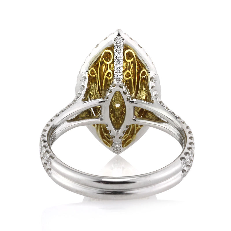 3.40ct Fancy Light Yellow Marquise Cut Diamond Engagement Ring