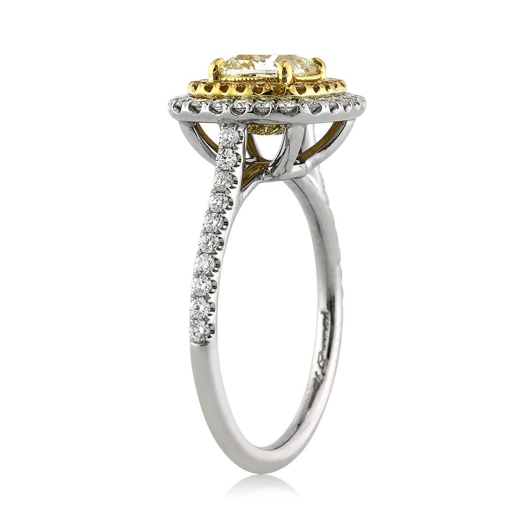 1.96ct Fancy Light Yellow Cushion Cut Diamond Engagement Ring