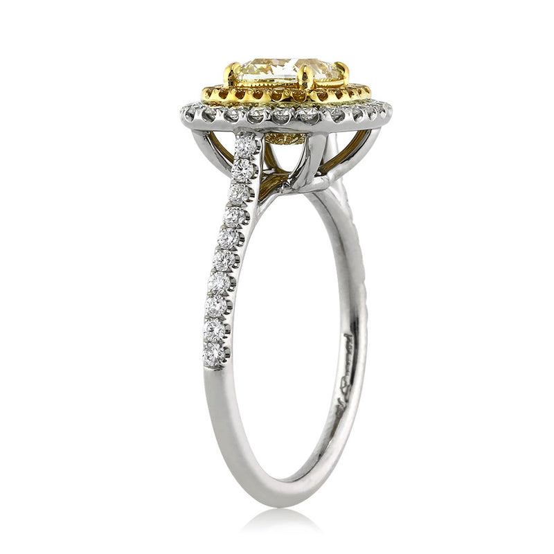 1.96ct Fancy Light Yellow Cushion Cut Diamond Engagement Ring