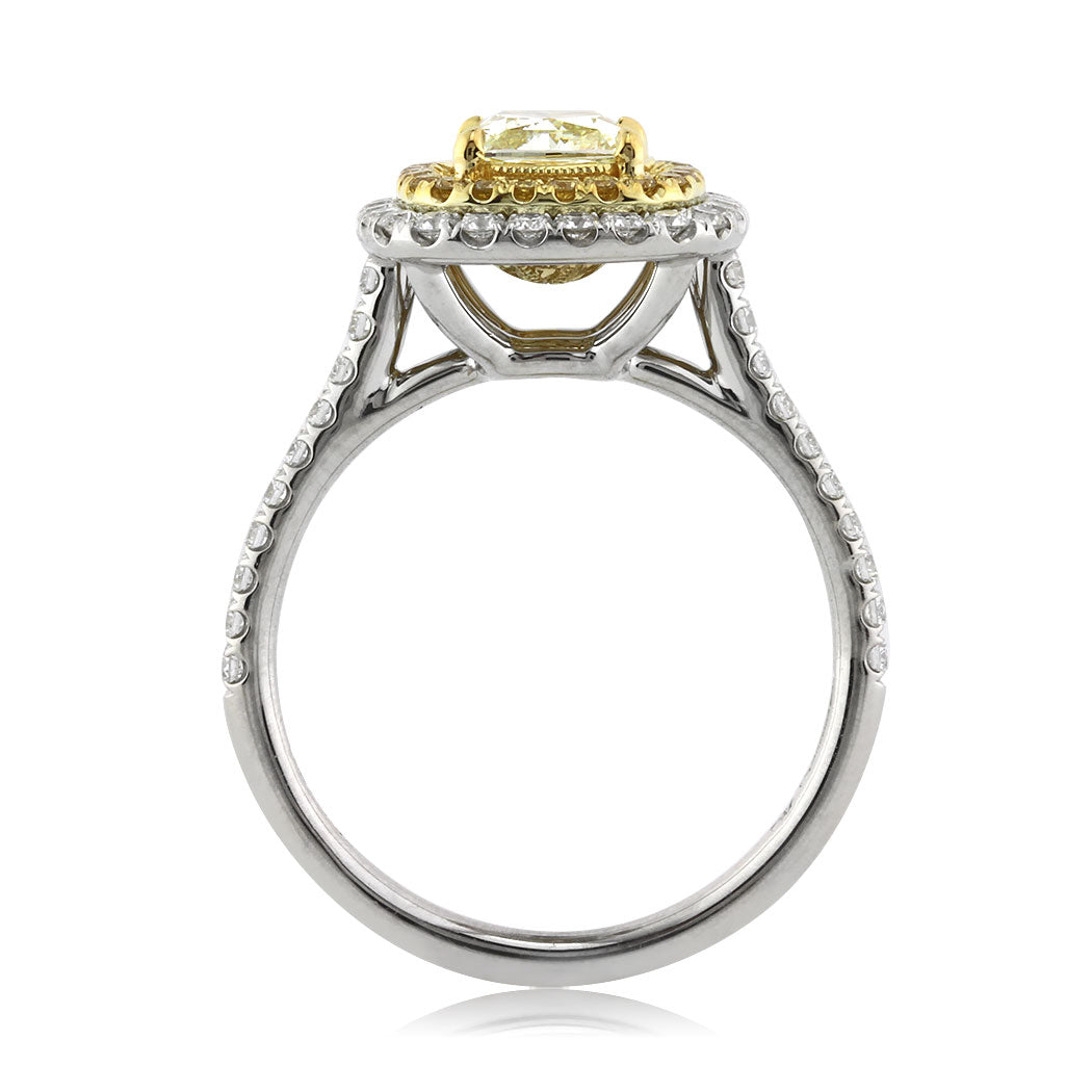 1.96ct Fancy Light Yellow Cushion Cut Diamond Engagement Ring