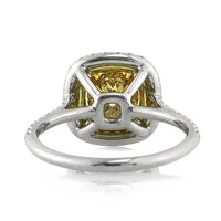 1.96ct Fancy Light Yellow Cushion Cut Diamond Engagement Ring