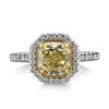 2.70ct Fancy Intense Yellow Octagonal Radiant Cut Diamond Engagement Ring