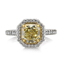 2.70ct Fancy Intense Yellow Octagonal Radiant Cut Diamond Engagement Ring