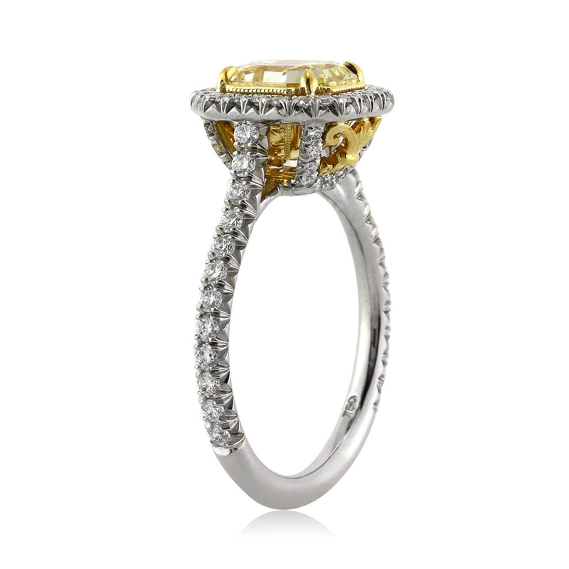 2.70ct Fancy Intense Yellow Octagonal Radiant Cut Diamond Engagement Ring