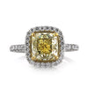 3.84ct Fancy Yellow Cushion Cut Diamond Engagement Ring
