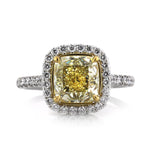 3.84ct Fancy Yellow Cushion Cut Diamond Engagement Ring
