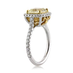 3.84ct Fancy Yellow Cushion Cut Diamond Engagement Ring