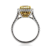 3.84ct Fancy Yellow Cushion Cut Diamond Engagement Ring
