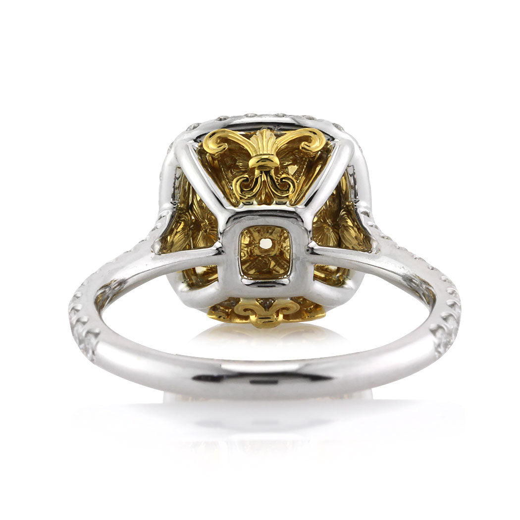 3.84ct Fancy Yellow Cushion Cut Diamond Engagement Ring