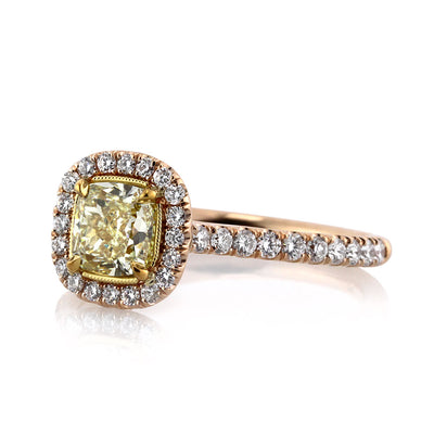 1.52ct Fancy Light Yellow Cushion Cut Diamond Engagement Ring