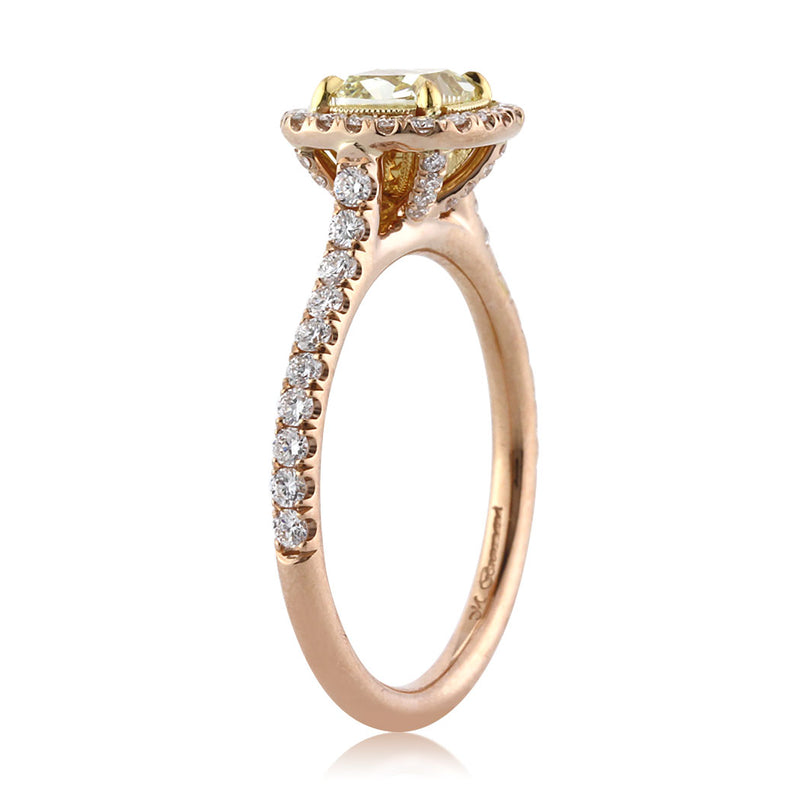 1.52ct Fancy Light Yellow Cushion Cut Diamond Engagement Ring