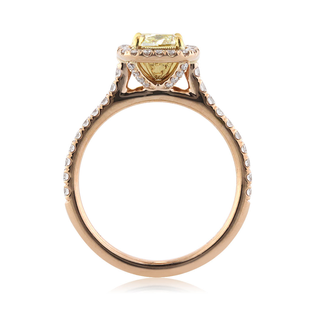 1.52ct Fancy Light Yellow Cushion Cut Diamond Engagement Ring