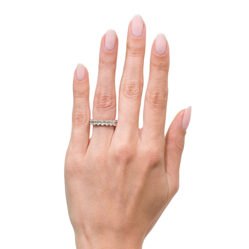 3.75ct Oval Cut Diamond Eternity Band in 18k White Gold