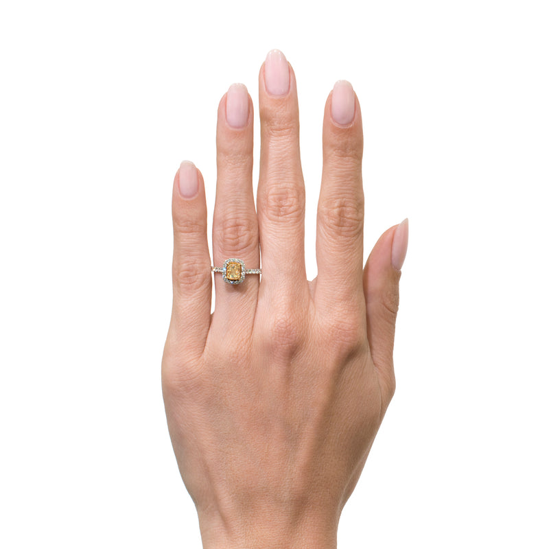 1.70ct Fancy Intense Yellow Radiant Cut Diamond Engagement Ring