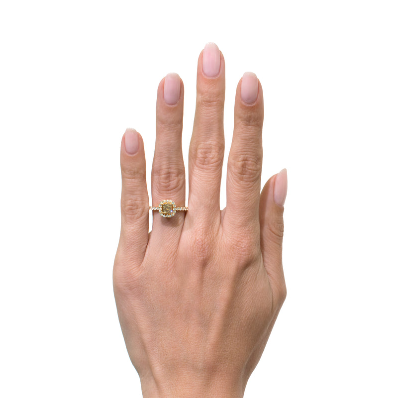 1.57ct Fancy Yellow Radiant Cut Diamond Engagement Ring