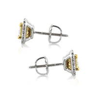 0.93ct Fancy Yellow Radiant Cut Diamond Stud Earrings