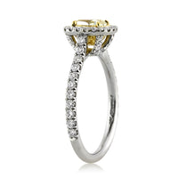 1.65ct Fancy Light Yellow Cushion Cut Diamond Engagement Ring