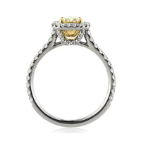1.65ct Fancy Light Yellow Cushion Cut Diamond Engagement Ring