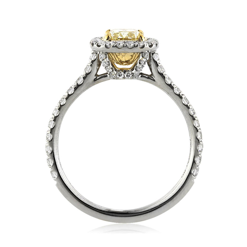 1.65ct Fancy Light Yellow Cushion Cut Diamond Engagement Ring