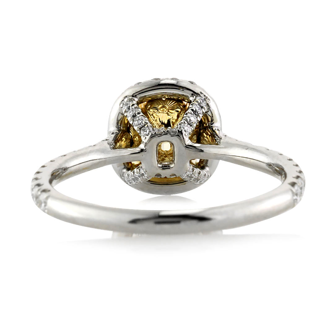 1.65ct Fancy Light Yellow Cushion Cut Diamond Engagement Ring