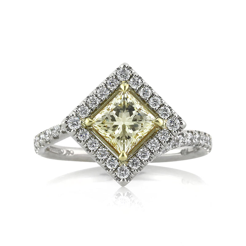 1.61ct Fancy Light Yellow Princess Cut Diamond Engagement Ring