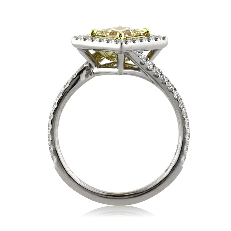 1.61ct Fancy Light Yellow Princess Cut Diamond Engagement Ring