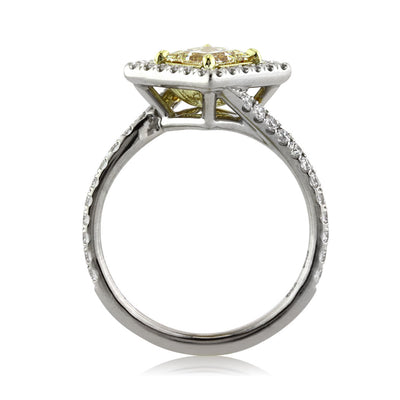 1.61ct Fancy Light Yellow Princess Cut Diamond Engagement Ring