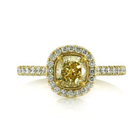1.50ct Fancy Light Yellow Cushion Cut Diamond Engagement Ring