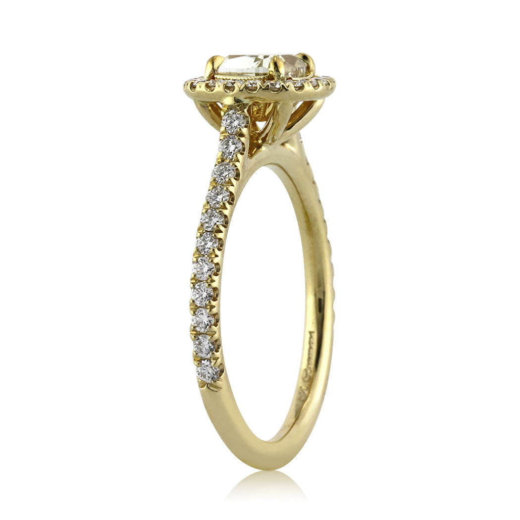 1.50ct Fancy Light Yellow Cushion Cut Diamond Engagement Ring