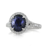 3.19ct Oval Cut Sapphire and Diamond Engagement Ring