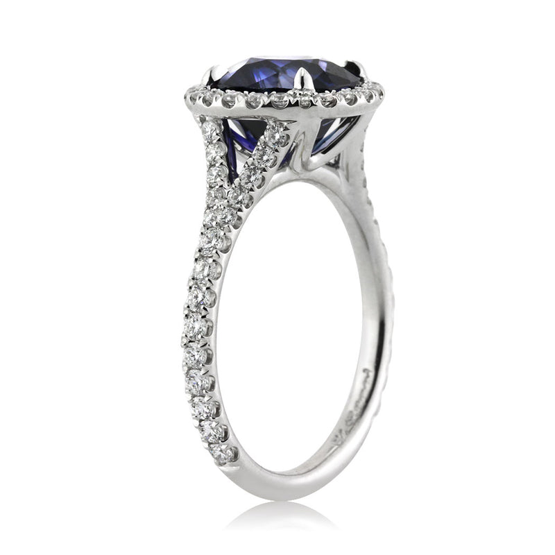 3.19ct Oval Cut Sapphire and Diamond Engagement Ring
