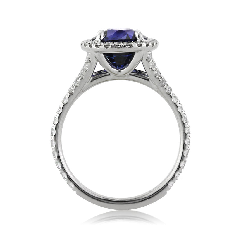 3.19ct Oval Cut Sapphire and Diamond Engagement Ring
