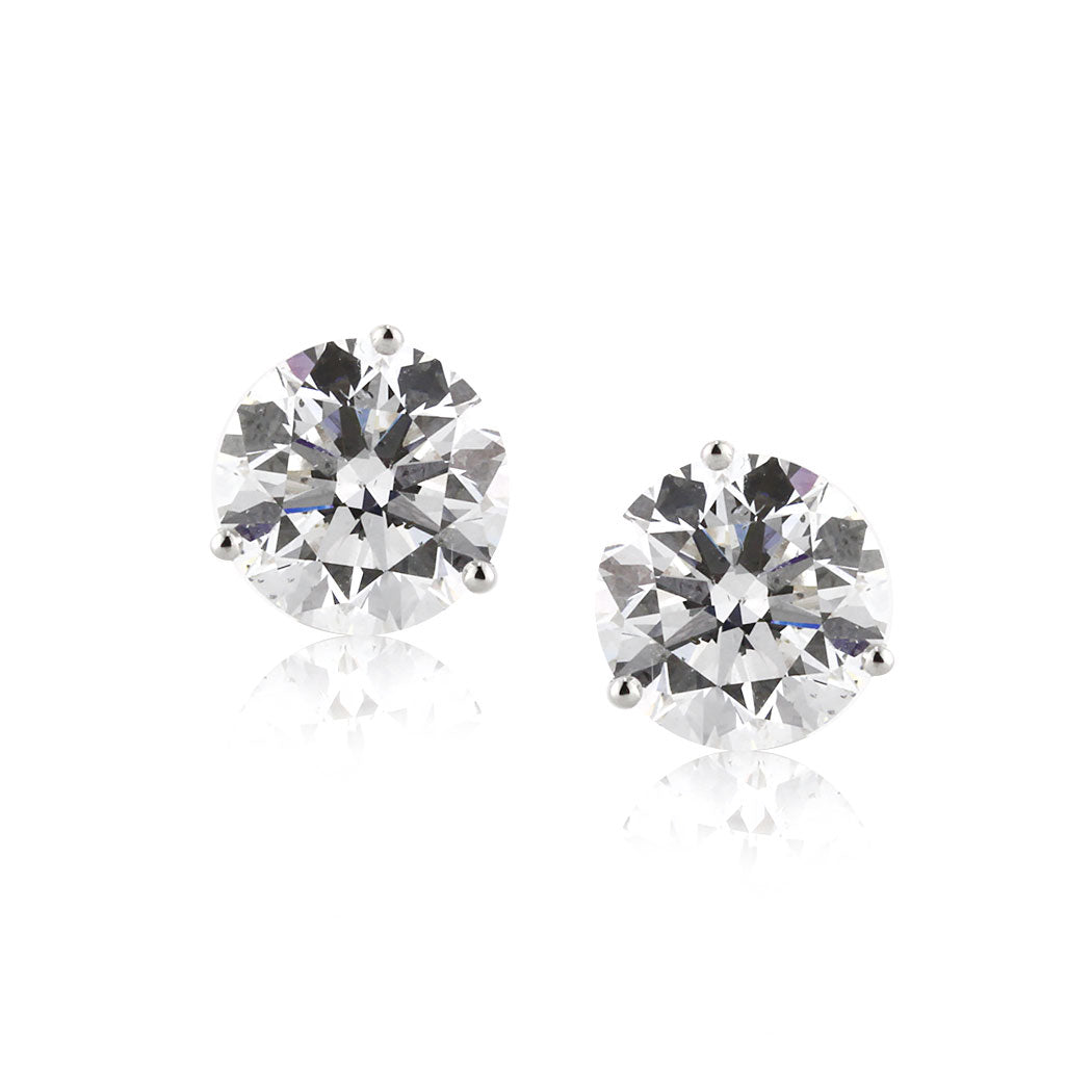 6.01ct Round Brilliant Cut Diamond Stud Earrings in Platinum