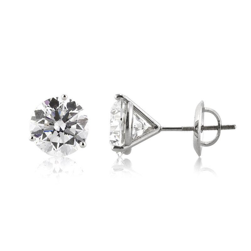 6.01ct Round Brilliant Cut Diamond Stud Earrings in Platinum